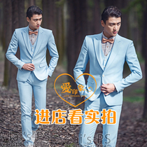 Movie House Themed Mens Dress Gown Photography Photo Photo Costumes Mens Suits Suit Sky Blue West Suit Performance Wear