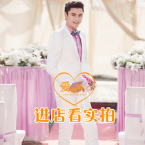 Shadow Building Photo Costumes Mens Han Version Sashimi Suit Performance Stage Chair West Suit White Single Row Buckle Two Sets