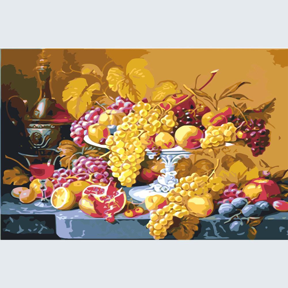 水果静物数字油画手绘油彩画丙烯填充减压装饰画