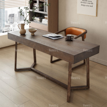 Nordic full white wax wood desk light extravagant modern solid wood living room large length minimalist desk book house designer 1 8m