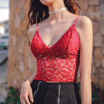 Sexy-style hollowed-out lace harness vest female inner lap with chest cushion obliterary anti-walking light wrapping chest-type undergarment
