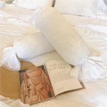 New French style retro pure cotton embroidered lace shabby original white lotus leaf side candy pillows resting on pillows