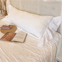 New French style retro style pure cotton embroidered lace lace shabby Lotus Leaf Side Bed Goods Biathlon Pillow Lean