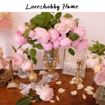 New European-style retro reliquer engraving light extravagant crystal LACESHABBY tea colour glass High foot vase florator