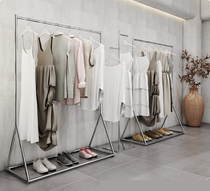 Clothing store special display rack floor-to-ceiling combination simple modern mens and womens clothing store high-end hangers shelf Silver