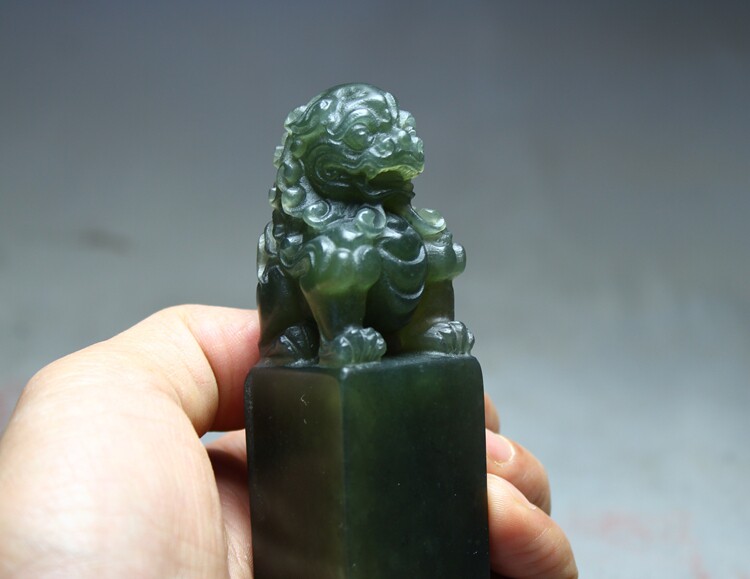 3cm丹东墨绿冻石兽钮印章 篆刻书画印章石寿山石印石厂家直销定制