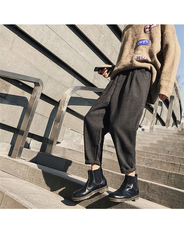 2017秋冬季 宽松毛呢料低档垮裤 休闲裤男 k238/p75 (不低于88)