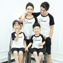 Parent-child short-sleeved summer Cotton a family of three motherless T-shirt foreign-style mother women half-sleeve 2021 New Tide