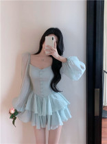 Bubble Cuff Temperament Snowspun dress Dress Woman Summer Super Fairy style Cake Skirt 2022 new sweet and first love short dress