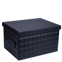Wardrobe storage box Storage box Finishing box Covered leather clothes finishing box Large storage box Leather book paper
