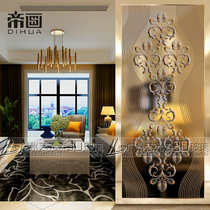 Art glass entrance screen partition European-style lattice double-sided transparent carving process modern frosted push-pull sliding door