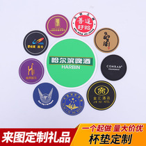 Creative cartoon round coaster custom logo silicon pad PVC soft rubber solid color insulation bar pad to map custom