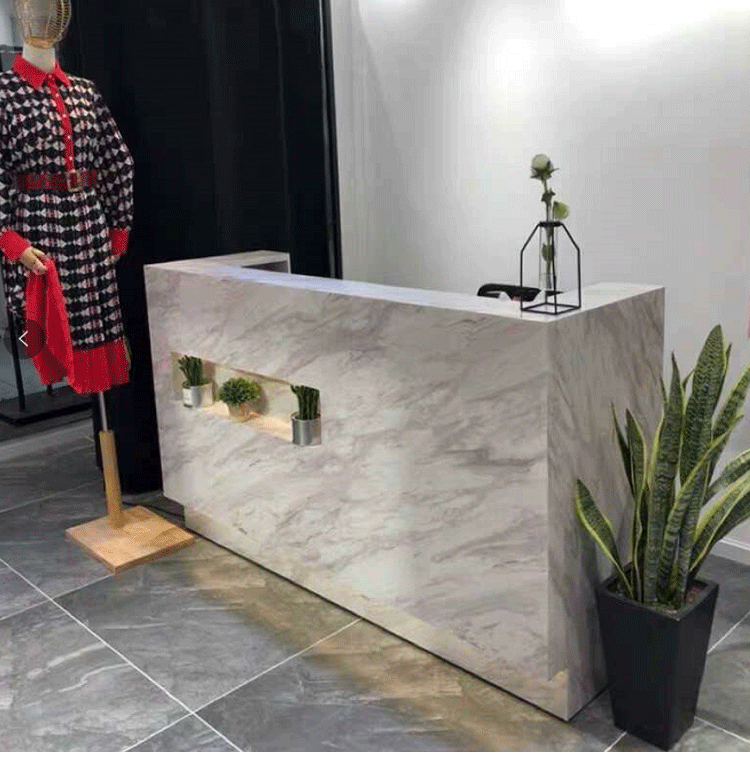 服装店吧台收银台店铺小型柜台简约现代美容院前台接待女装大理石