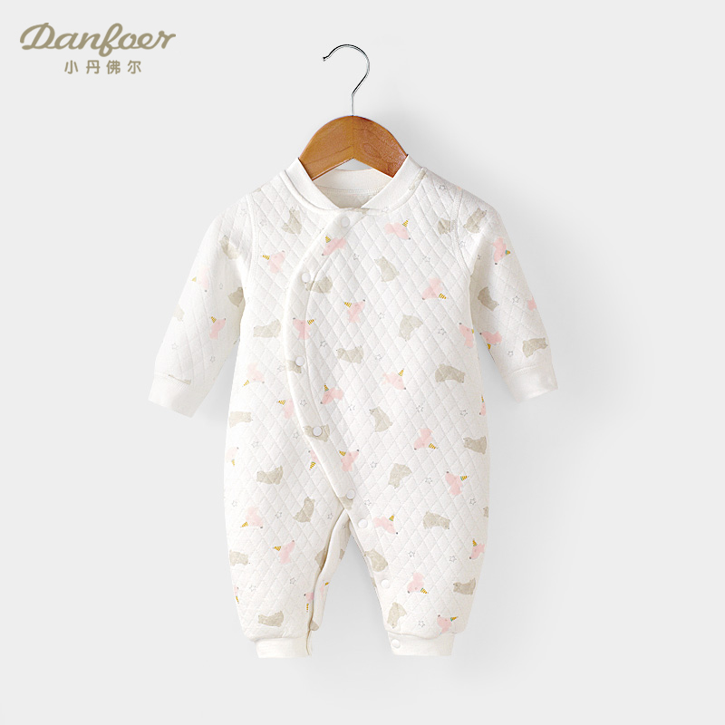 Little Denver baby cotton clothes newborn quilted warm rompers men and women baby thin cotton jumpsuit autumn and winter