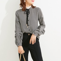 Long sleeve shirt 2021 spring new womens fashion temperament commuter lace-up chiffon jacket