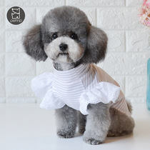 New dog clothes Spring summer small dogs Pet clothes teddy Bears Beauty pooch Undercoat Striped Cotton Vest