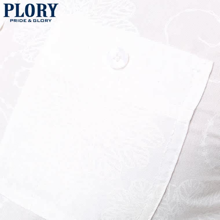 PLORY韩国衣恋正品男夏新品白色印花图案七分袖衬衫POYA525002