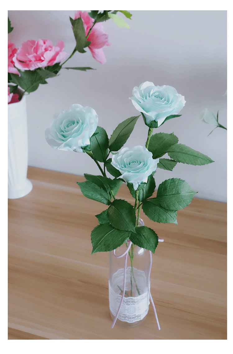 皱纹纸花 纸藤花diy材料包套装手工花束七夕玫瑰材料包