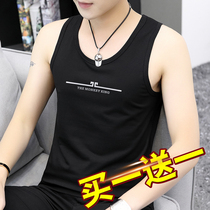 Modal cotton vest mens vest fitness hurdles basketball sports waistcoat ice silk undershirt sleeveless T-shirt black W