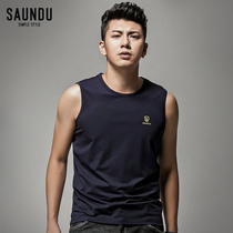 Sleeveless T-shirt mens summer waistline chopping sleeve wide shoulder slim fitness hurdles sports modal sweatshirt vest