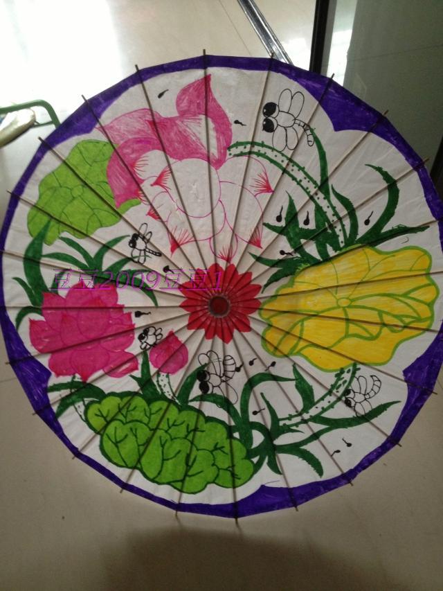 手绘纸伞diy手工绘画伞空白色纸伞幼儿园儿童跳舞伞舞蹈舞台道具