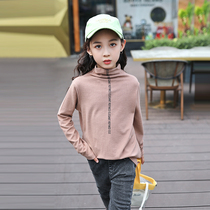 Girls base shirt 2021 autumn and winter New Korean version of the childrens zhong da tong chichi half turtleneck fleece lining priming coat-music of the tide