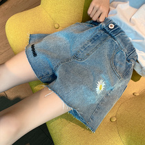 Girls denim shorts 2021 summer new childrens clothing childrens small Daisy pants childrens net red thin hot pants