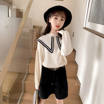 Girls sweater 2021 autumn new Korean version of children's children's foreign style doll collar sweater pullover sweater tide