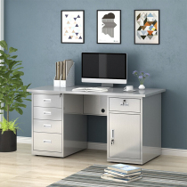 Stainless steel computer desk 1 2 m drawer with lock factory office single iron desk warehouse writing desk