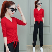 2021 spring new summer chic base shirt versatile temperament t-shirt long-sleeved womens top T-shirt spring and autumn