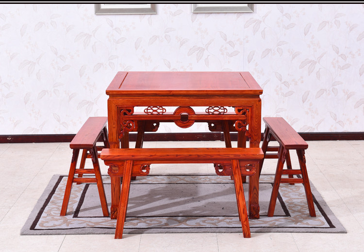 实木八仙桌中式正方形明清仿古雕花四方桌子家用餐馆面馆酒店餐桌