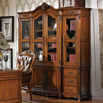 Xis furniture American solid wood four-door bookcase custom European-style bookcase display cabinet containing lockers with door