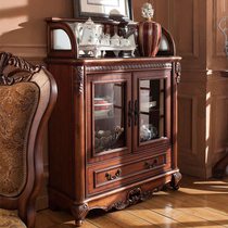 Eurostyle Two Doors Solid Wood Wine Cabinet Small Dining Side Cabinet American Comeback Bowls Dish Cabinet Decoration Cabinet Lockers Locker