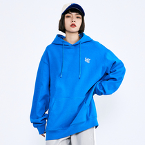 VASCO1988 Klein Blue Country Tide Brand Clouds Foamed Print Hooded Loose Couple Mens and Womens Sweats