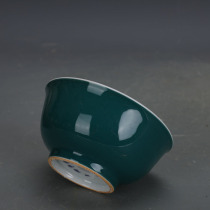 Cultural Revolution factory goods Peacock green glazed rice bowl Soup bowl Shanghai Museum handmade antique porcelain antique collection ornaments