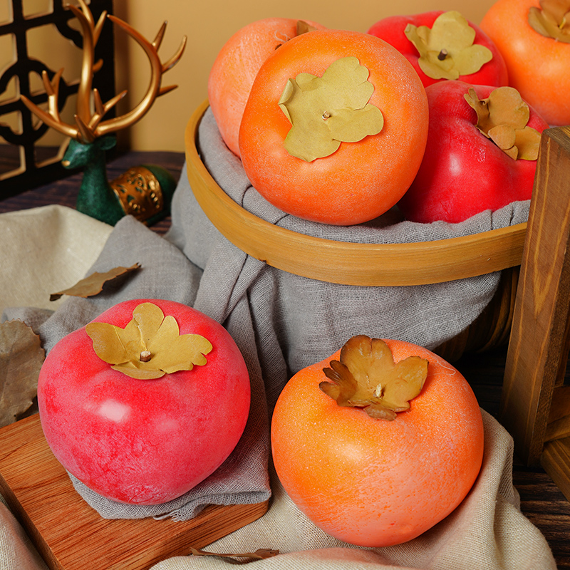 Simulation persimmon model fake fruit decoration red lantern window photo photography props fruit shop decoration living room