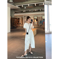 YUYUREAL-temperament long white dress with dress female French style first love little white dress