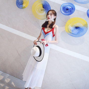 白色吊带连衣裙女夏长款2018新款沙滩裙海边度假仙女裙小清新长裙 白色吊带连衣裙女夏长款2018新款沙滩裙海边度假仙女裙小清新长裙