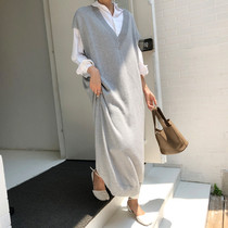 Long style Machia jacket over knee Han version loose with large size 200 catty cardiovert bat sleeve sweater dress sweaters