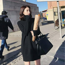 300 catty oversize autumn winter new mid-length plus-size sweater skirt with knee loose inner lap knit undercoat dress