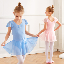 Dance Costume Kids Girls Summer Exercise Clothing Girls Short Sleeve Dance Dress Little Girl Performance Costume Ballet Dress Costume