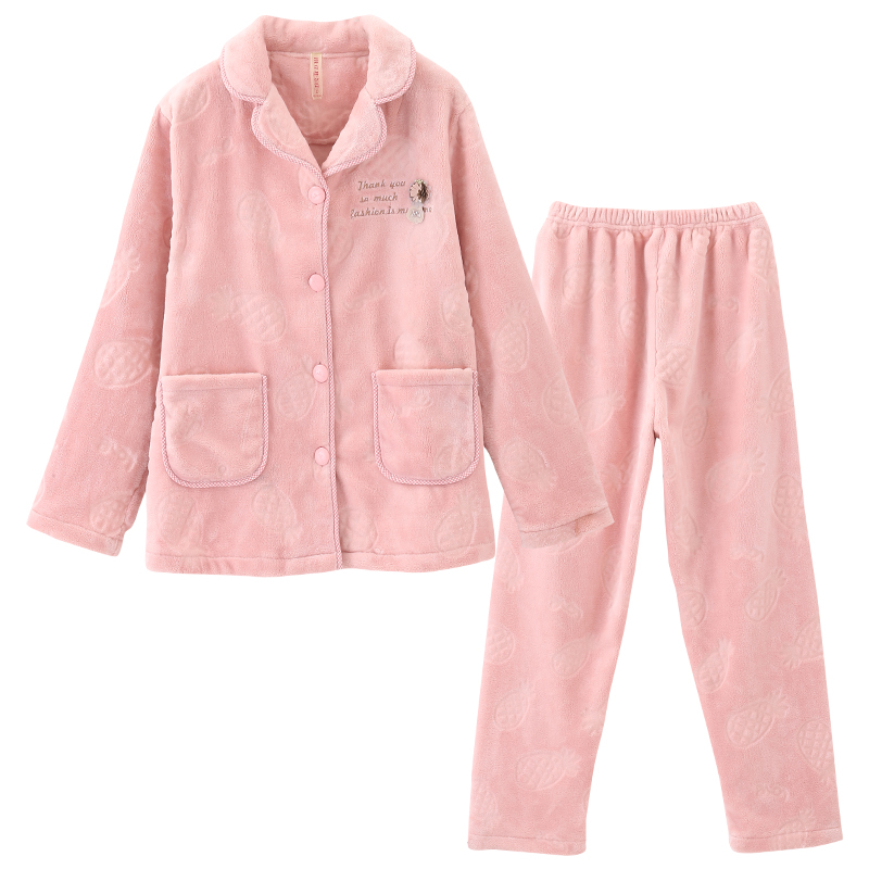 芬腾玛伦萨珊瑚绒睡衣女秋冬2019新款可爱法兰绒保暖家居服套装冬