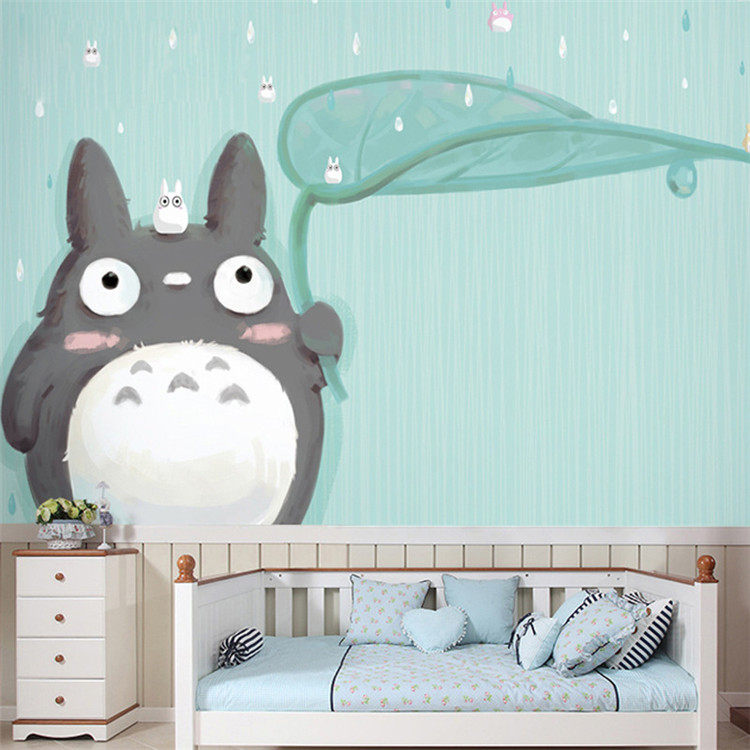 大型壁画3d立体龙猫动漫卡通墙纸儿童房卧室床头电视背景墙壁纸