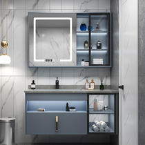 Light luxury intelligent rock board bathroom cabinet combination modern simple toilet sink set wash face wash bathroom