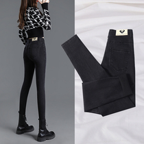 Black high-waisted jeans womens small feet trousers 2021 Spring and Autumn new all-around skinny stretch pencil pants