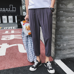 李易峰杨洋吴港剧董亦凡薛之谦跑男欢乐颂王凯勒东同款麻料九分埋堆堆子健图片