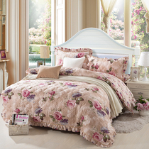 Cotton Thickened Bed Skirt Four Piece Set Cotton Cotton Bedspread Bed Sheets Quilted Warm quilt cover Bedding