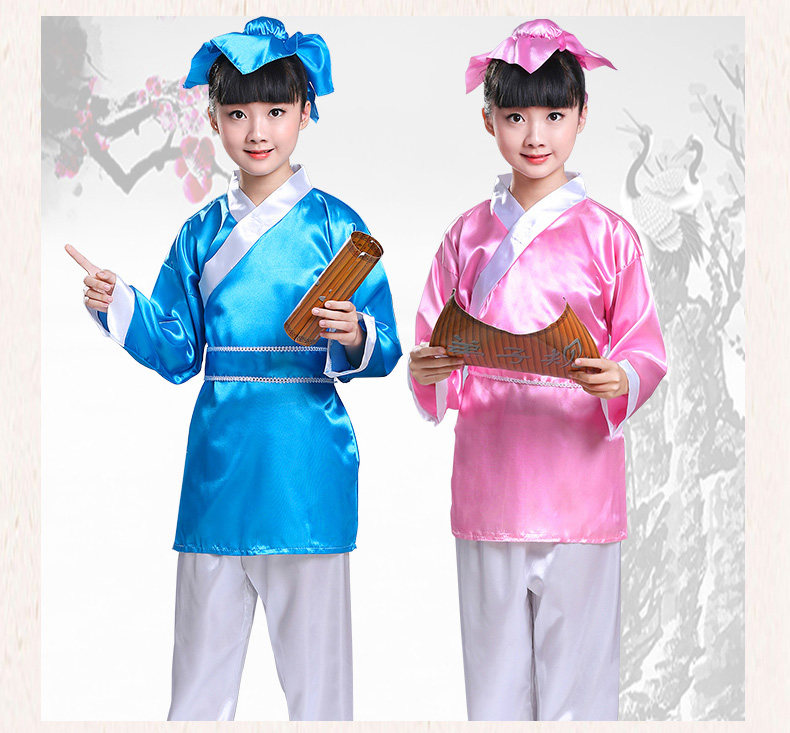 儿童古装汉服书童服装演出服三字经弟子规论语表演衣服男女国学服