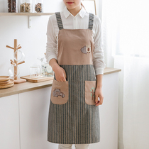 2021 summer new apron female household kitchen work clothes cotton breathable thin anti-oil fashion waist