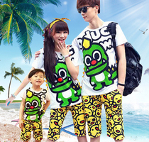 Seaside new summer dress children dinosaur creative parent-child outfit large size family three mother-daughter mother-child outfit beach suit